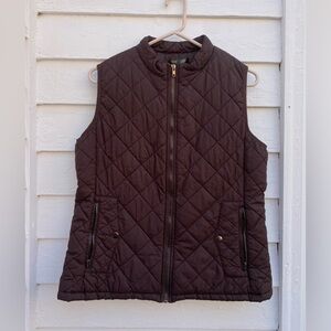 Quilted Chocolate Brown Sleeveless Puffer Jacket Vest